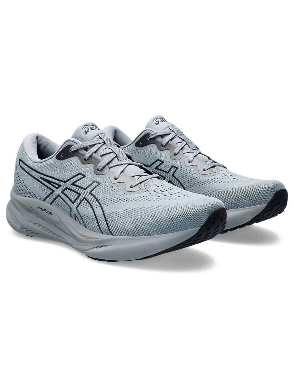 Asics Light Gray Mesh Running Shoes with Black Accents